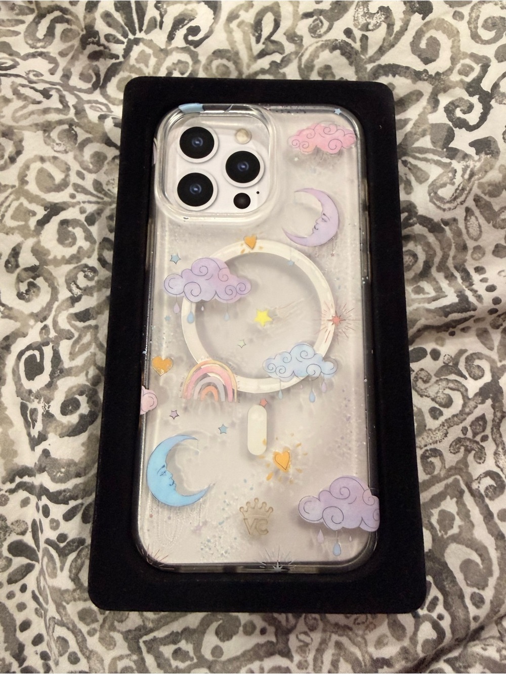 Velvet Caviar Clear Moon & Cloud iPhone Case with Pastel Accents and Ring